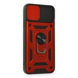 Erdo Ticaret iPhone 11 Pro Kılıf Kırmızı Silikon Yüzüklü Lens Kapaklı