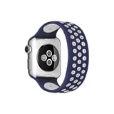 Watch 38mm Ayarlı Delikli Silikon Kordon - Lacivert-Beyaz