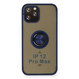 iPhone 12 Pro Kılıf Montreal Yüzüklü Silikon Kapak - Lacivert