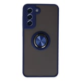 Galaxy S21 FE Kılıf Montreal Yüzüklü Silikon Kapak - Lacivert
