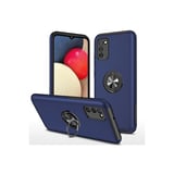 Samsung Galaxy A02s Kılıf Kapaklı Lacivert Yüzüklü