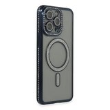 iPhone 15 Pro Max Kılıf Joke Simli Magneticsafe Kılıf - Lacivert