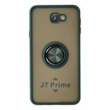Galaxy J7 Prime Kılıf Montreal Yüzüklü Silikon Kapak - Yeşil