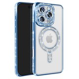 iPhone 16 Pro Max Kılıf Joke Simli Magneticsafe Kılıf - Mavi