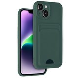 iPhone 14 Kılıf Kelvin Kartvizitli Silikon - Koyu Yeşil