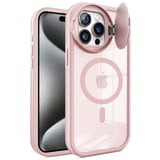 Erdo Ticaret iPhone 15 Pro Kılıf Magsafe Silikon Pembe Lens Korumalı