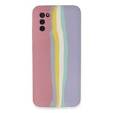 Galaxy A03S Kılıf Ebruli Lansman Silikon - Pembe-Lila