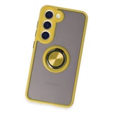Galaxy S23 Kılıf Montreal Yüzüklü Silikon Kapak - Sarı