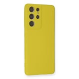 Galaxy S21 Ultra Kılıf Nano içi Kadife Silikon - Sarı