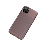 iPhone 11 Pro Max Kılıf Auto Focus Karbon Kapak - Kahverengi