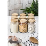 9 Lu Set Bambu Kapaklı Cam Kavanoz & Erzak Saklama Kabı 800 ml Orta Boy ( Vakum Kapak )