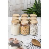 9 Lu Set Bambu Kapaklı Cam Kavanoz & Erzak Saklama Kabı 800 ml Orta Boy ( Vakum Kapak )