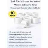 İpek Flaster 5 cm x 5 m 10 Adet Medikal Sabitleme Bandı Hipoalerjenik Yapışkanlı Cerrahi Flaster