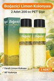 Boğaziçi Limon Kolonyası 200 cc PET Şişe 2 Adet 80° Ferahlatıcı Limon Kokulu Kolonya