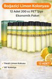 Boğaziçi Limon Kolonyası 200 cc PET Şişe 12 Adet 80° Limon Kokulu Kolonya Ekonomik Çoklu Paket