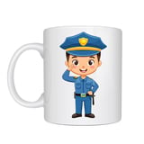 Polis Temalı Porselen Kupa MODEL 161 – Sevimli Polis Karakter Baskılı Kahve Kupası – Polis Meslek Hediyesi – Dayanıklı Porselen Kahve Bardak