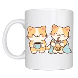 Sevimli Kedi Tasarımlı Porselen Kupa MODEL 194 – İkili Cute Cat Baskılı Kahve Kupası – Kedi Severlere Hediyelik Porselen Kupa Bardak 330 ml