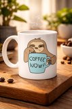 Tembel Hayvan Coffee Now Baskılı Porselen Kupa MODEL 197 – Eğlenceli Kahve Kupası – Ofis ve Ev Kullanımı İçin Sevimli Tasarım Kupa Bardak