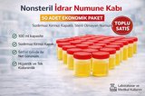 Nonsteril İdrar Numune Kabı 100 ml Sızdırmaz Kapaklı Steril Olmayan Numune Kabı Laboratuvar ve Medikal Kullanım 50 Adet
