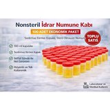 Nonsteril İdrar Numune Kabı 100 ml Sızdırmaz Kapaklı Steril Olmayan Numune Kabı Laboratuvar ve Medikal Kullanım 100 Adet