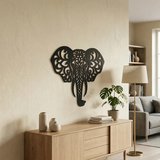 Dekoratif Fil Duvar Tablosu MDF Lazer Kesim Etnik Desenli Fil Duvar Süsü Modern Dekor