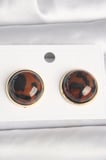 Pirinç Gold Renk 3D Daire Leopar Model Kadın Küpe