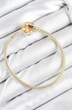 Pirinç Charm Zirkon Taşlı Kalp Model Gold Renk Kadın Bileklik