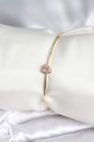 Pembe Zirkon Taşlı Kalp Model Gold Renk Kadın Bileklik