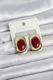Bordo Renk Kare Model Vintage Kadın Küpe