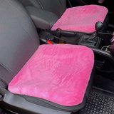 Yumuşak Tüylü Peluş Serme Oto Koltuk Koruyucu Minder Ön 2'li Şeker Pembe