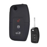 Ford Fiesta Focus Mondeo B-Max C-Max  Anahtar Uyumlu Silikon Oto Anahtar Kumanda Kabı Kılıf Siyah