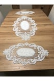 Salon Oda Takımı Dantelli Runner Set Üç Parça