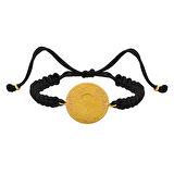 Gekas Kuyumculuk 22 Ayar Yeni Yarım Altın Siyah Renkli İpli Bileklik