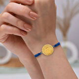 Gekas Kuyumculuk 22 Ayar Yeni Yarım Altın Mavi Renkli İpli Bileklik