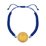 Gekas Kuyumculuk 22 Ayar Yeni Yarım Altın Mavi Renkli İpli Bileklik