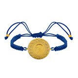 Gekas Kuyumculuk 22 Ayar Yeni Yarım Altın Mavi Renkli İpli Bileklik