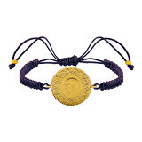 Gekas Kuyumculuk 22 Ayar Yeni Yarım Altın Mor Renkli İpli Bileklik