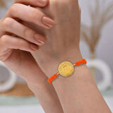 Gekas Kuyumculuk 22 Ayar Yeni Yarım Altın Turuncu Renkli İpli Bileklik