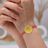 Gekas Kuyumculuk 22 Ayar Yeni Tam Altın Pembe Renkli İpli Bileklik