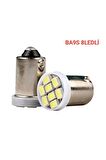 Ba9s Led Uyumlu  Ampul Soket Tipi Ba9s Tırnaklı 8 Ledli Beyaz 12v 2ad Mini Boy