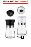 2 Adet Seramik Bıçaklı Tuz, Karabiber, Baharat Değirmeni, Tuz Öğütücü Değirmen | Siyah Ve Beyaz