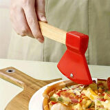 1 Ad. Pizza Kesici Tekerleği Balta Şekil Paslanmaz Çelik, Bambu Saplı Kesici Kurabiye, Kek, Ekmek