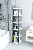 6 Raflı Yuvarlak Banyo Dolabı Ayaklı Açık Raf Sistemli Havlu Dolabı Metal Gövde Banyo Düzenleyici