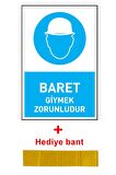 İş Güvenliği 5 Adet Levhası Baret Giymek Zorunludur Uyarı - İşaret Levhası(Bant Hediye)