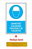 İş Güvenliği 10 Adet Levhası Baret Giymek Zorunludur Uyarı - İşaret Levhası(Bant Hediye)