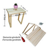 Barış Dizayn BasicTable40 Doğal Ahşap Tekli Sehpa Çay Sehpası (40x26cm) Verniksiz El Yapımı