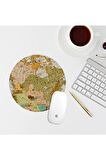  Vintage Harita Temalı Yuvarlak Mouse Pad Mouse Altlığı