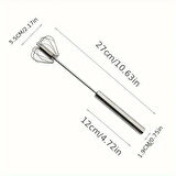 Pratik Paslanmaz Çelik Küçük Basmalı Otomatik Çırpıcı Metal Çırpıcı 1 Adet Uzunluk 27cm