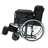 Siyah Kumaş Standart Transfer Refakatçı Frenli Tekerlekli Sandalye 120 Kg Taşıma Kapasitesi