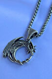 Kanatlı Ejderha El İşçiliği Paslanmaz Çelik Zincir Erkek Kolye
